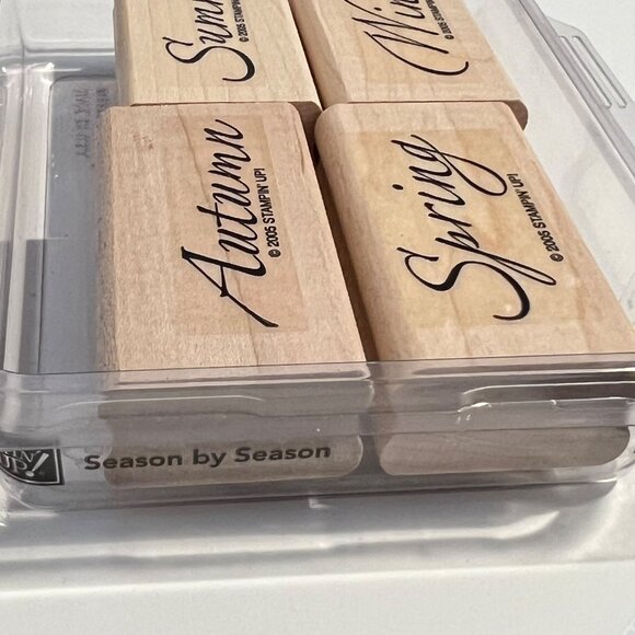 Stampin Up! 2005 Season By Season Rubber Stamps Set Of 4 Wood-Mounted Seasons De - Picture 2 of 3